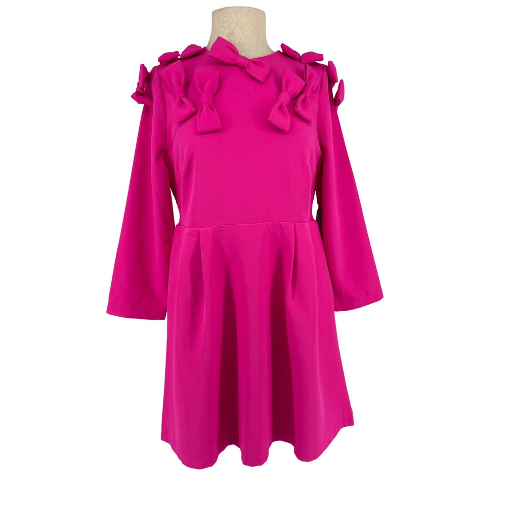 Tuckernuck Cameran Eubanks Wimberly Dress Womens L Hot Pink Bow NEW